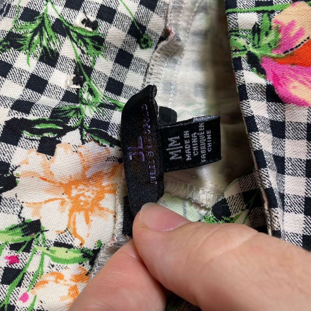 Jules & Leopold Womens Gingham Floral Cropped Pants Black White Picnic Size M - Picture 6 of 8